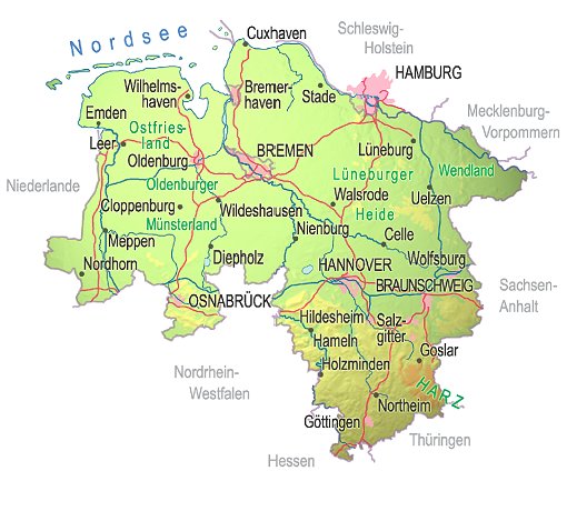 Flüsse Karte Niedersachsen