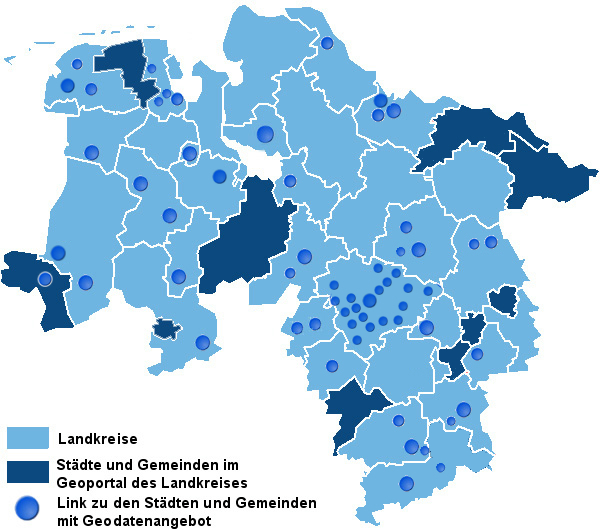 Städte und Gemeinden im Geoportal des Landkreises