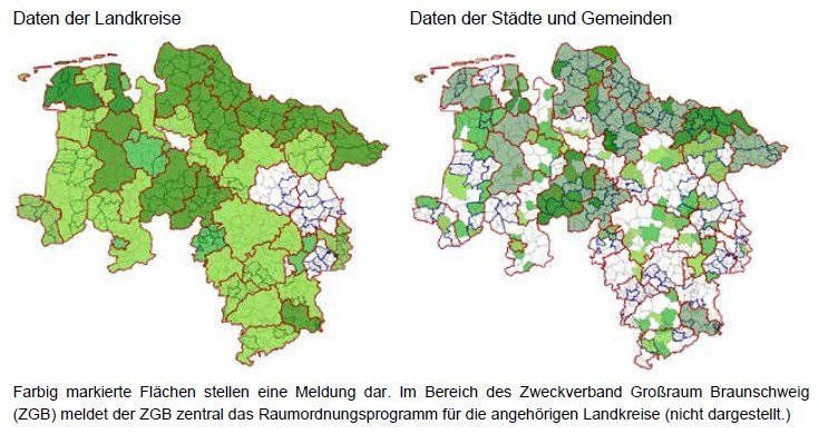 gemeldete Geodaten der Landkreise und der Kommunen